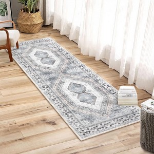 TROPOW Machine Washable Non Slip Non Shedding Rug Vintage Low Pile Foldable Rugs Oriental Medallion Stain Resistant Carpet for Bedroom - 1 of 4