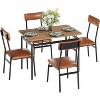 Nasitip 5-Piece Dining Set, Wooden Table & 4 PU Upholstered Chairs, Industrial Metal Frame Kitchen Set, Brown/Black - 2 of 4