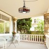 Airsurfer 20-In Matte Black Cage Waterproof Plug-In Outdoor Ceiling Fan with LED Light, 7 Dark Brown Blades, Remote Control, Hook-Mounted Design - 3 of 4
