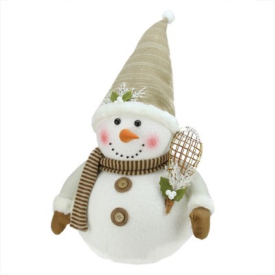 Northlight 20" Brown and White Snowman with Snowshoes Christmas Tabletop Decor