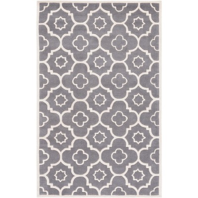 Plush Hand-Tufted Dark Grey Wool Square Area Rug - 6' x 9'