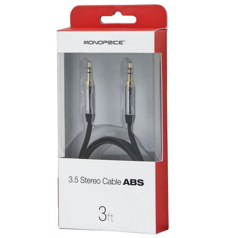 Monoprice Audio Cable - 3 Feet - Black | 3.5mm Stereo Male Plug to 3.5mm Stereo Male Plug, Gold Plated, 4 of 5