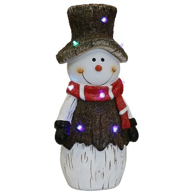 Sunnydaze Indoor Small Standing Rustic Twinkling Snowman Holiday Figurine Statue with LED Lights - 14"