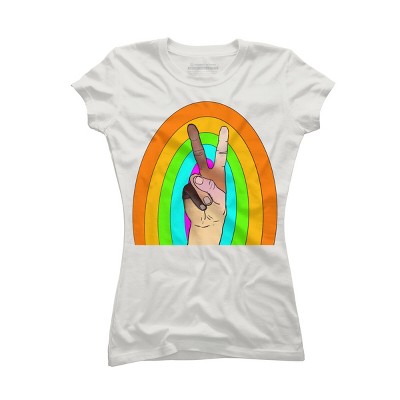 Design By Humans Peace Hand Symbol Stripes By PaperRescueDesigns T-Shirt