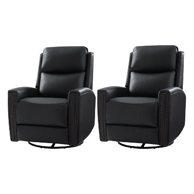 Set of 2 Hilario 30.31''Wide Genuine Leather Swivel Rocker Recliner | ARTFUL LIVING DESIGN