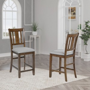 Sapphtopaz Modern Upholstered Dining Chairs Set of 4, Padded Seat Kitchen Chairs with Wooden Counter Height Bar Stools for Dining Room - 1 of 4