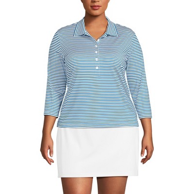 Lands' End Women's 3/4 Sleeve Active Polo Shirt