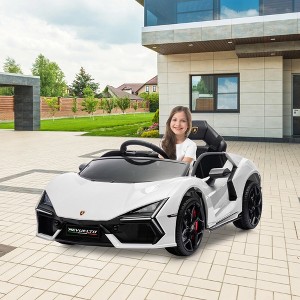12V Kids Ride On Car with Remote Control, Battery Powered Sports Car Toy with Dual 25W Motors, Spring Suspension, Headlight, Music for Toddler 3+ - 1 of 4