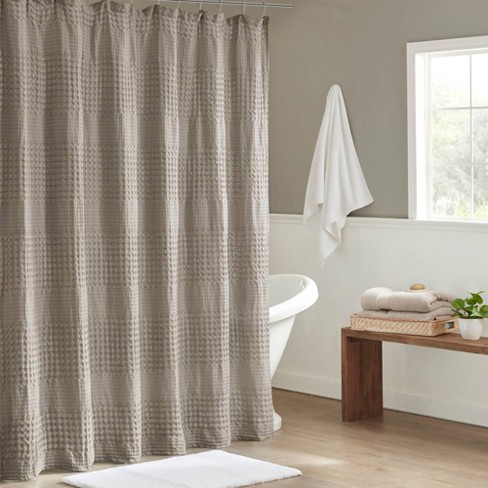 72 X72 Orinn Super Waffle Textured, Madison Park Spa Waffle Shower Curtain Taupe
