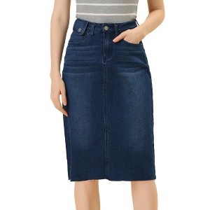 INSPIRE CHIC Women's Casual High Waist Back Slit Short Denim Skirts - 1 of 4