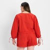 Women's Long Sleeve Eyelet Tie-Front Poplin Blouse - Future Collective - 2 of 3