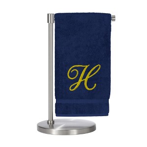 BC BARE COTTON Monogrammed Bath Towel, Personalized Gift, 27 x 54 inches - Set of 1 - Navy - Gold Script - 1 of 1