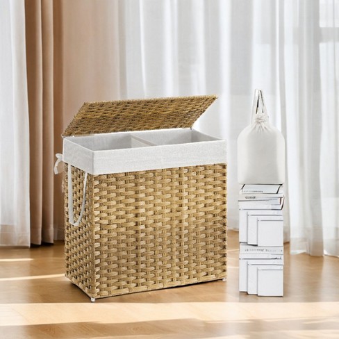 Double Laundry Hamper Basket w/ 2 hot Liner Bags