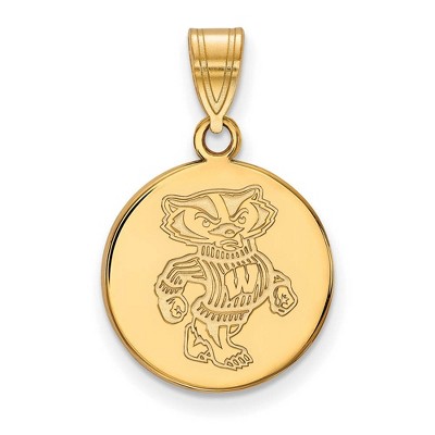 Black Bow Jewelry 10k Yellow Gold Wisconsin Badgers NCAA Medium Pendant