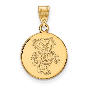 Black Bow Jewelry 10k Yellow Gold Wisconsin Badgers NCAA Medium Pendant - 1 of 3