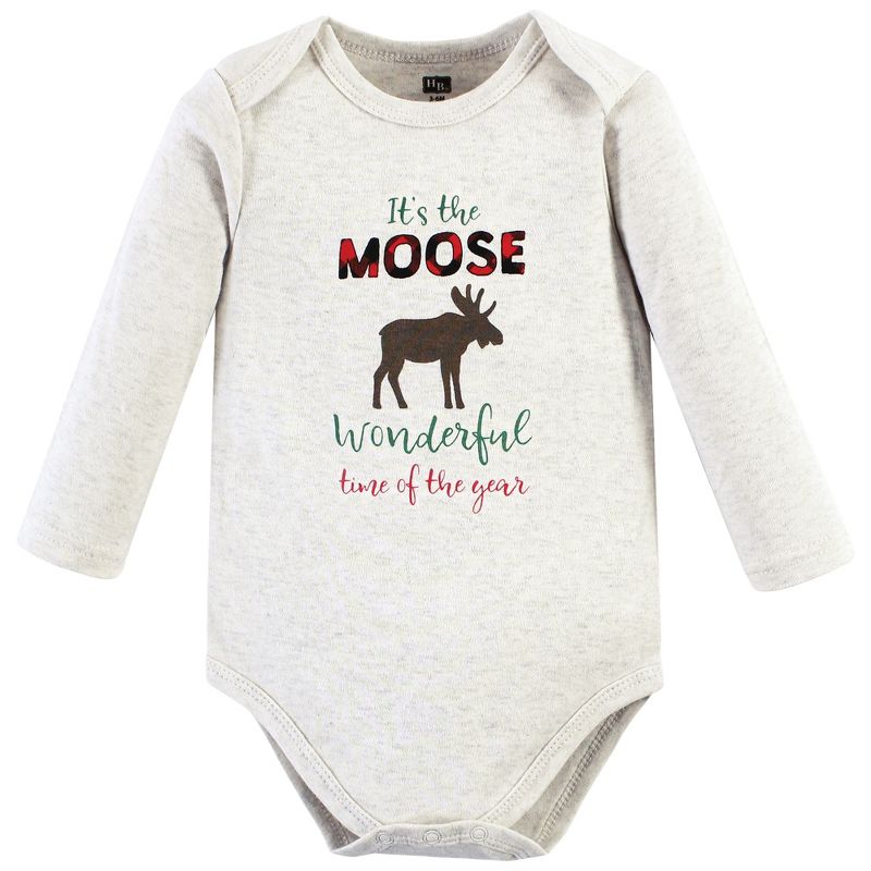Hudson Baby Unisex Baby Cotton Long-Sleeve Bodysuits, Moose Wonderful Time, 4 of 7