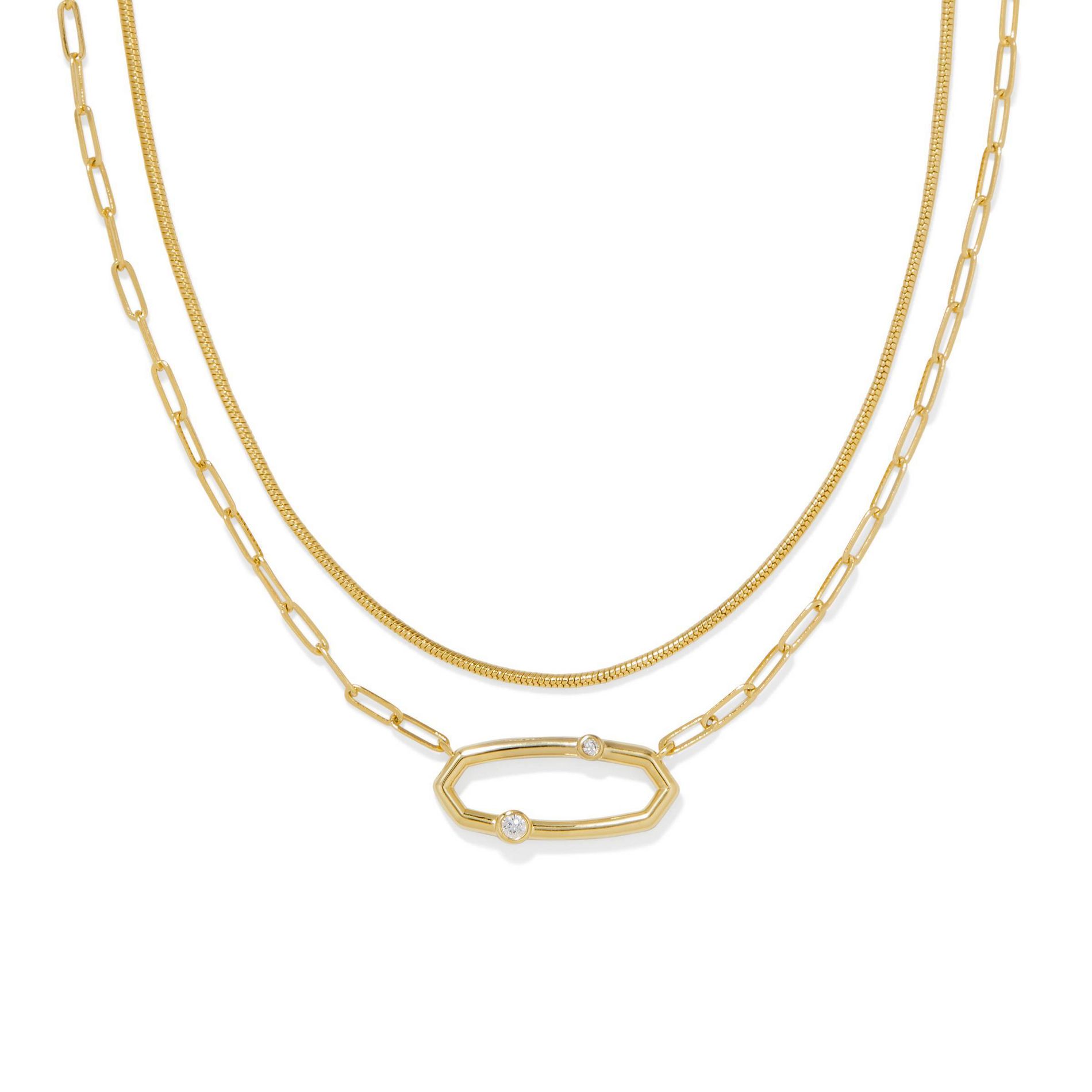 Kendra Scott Traci Cubic Zirconia Multi-Strand Necklace Set - Gold: 14K Gold Over Brass, Lobster Claw Clasp