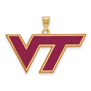 Black Bow Jewelry 14k Yellow Gold Plated Sterling Silver Virginia Tech Hokies NCAA Large Pendant - 1 of 3