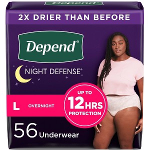 Depend Night Defense Adult Incontinence Underwear for Women - Overnight Absorbency - Blush - 1 of 4