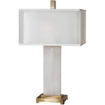 Uttermost Athanas White Alabaster and Coffee Bronze Table Lamp