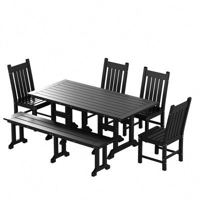 WestinTrends 6 Piece Outdoor Patio Dining Set Outdoor Table and Bench Chair Set