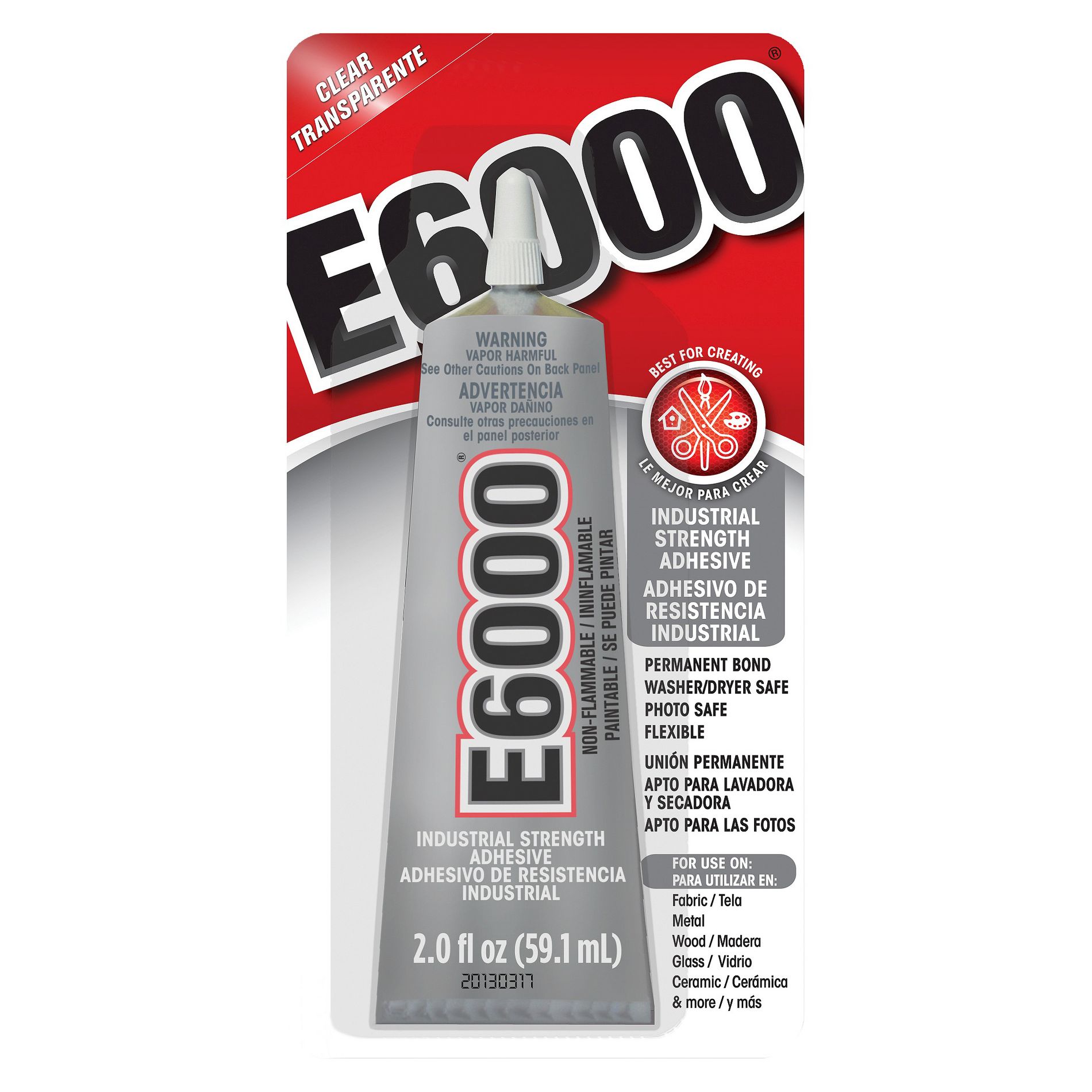 E6000 2 Fl oz Multi purpose Craft Glue: Clear Adhesive for Wood, Glass, Metal, Rubber & Plastic, Dries Clear