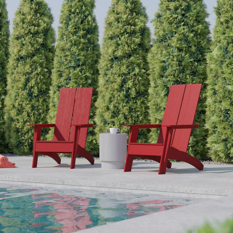 Flash Furniture Set of 2 Sawyer Modern All-Weather Poly Resin Wood Adirondack Chairs, 6 of 13