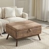 Vynxaria Mid-Century Modern Square Coffee Table Storage Bench - Brown - 2 of 4