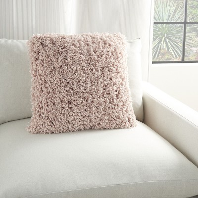 Blush Shag Square Throw Pillow Set 20" x 20"