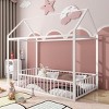 Streamdale Twin Size Metal Bed House Bed Frame with Fence, for Kids, Teens, Girls, Boys, White - 2 of 4