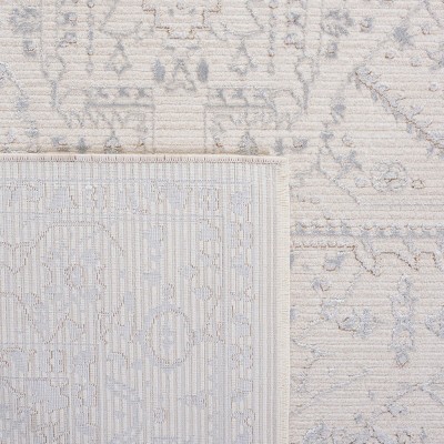 Ivory and Light Grey Hand-Knotted Wool Square Rug