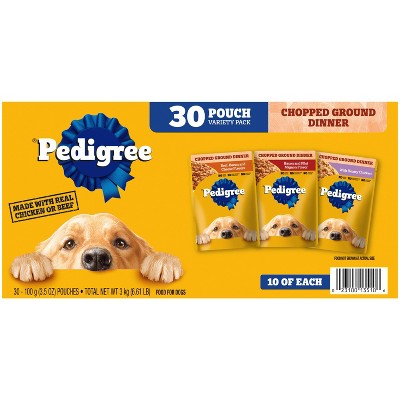 Pedigree Choice Cuts in Gravy Chicken, Cheese, Steak, Beef and Bacon Flavor Pouch Variety Pack Wet Dog Food - 3.5oz/30ct