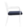 Modway Baxley Stackable Outdoor Patio Aluminum Dining Armchair – White Navy – All-Weather Lightweight Armchair with Cushion and Modern Slatted Design - 2 of 4