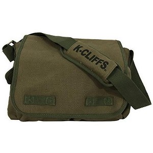 K-Cliffs Heavy Duty Canvas Messenger Bag Durable Quality Vintage Cotton Laptop Ipad Shoulder Travel Book Bag Olive Green - 1 of 4