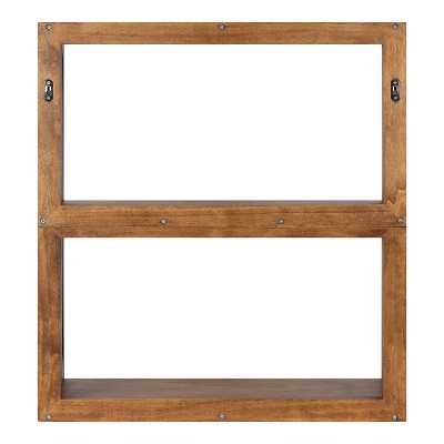 Rustic Brown and Black 3-Tier Floating Wood Wall Shelf