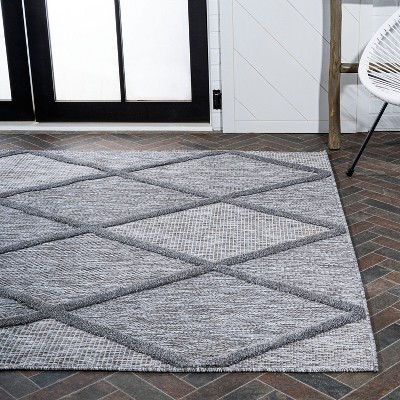 Transitional Diamond Trellis 3x5 Dark Gray Synthetic Area Rug
