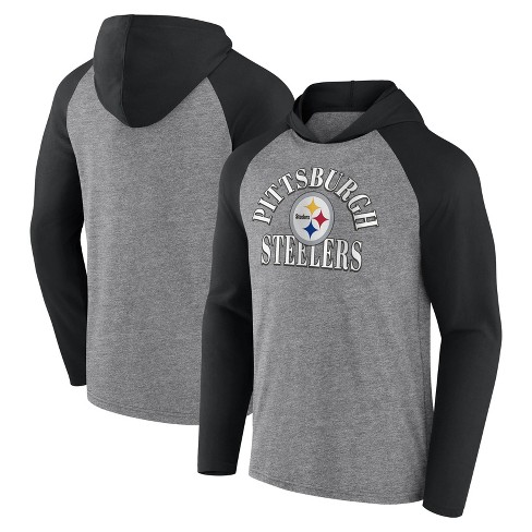 NFL Pittsburgh Steelers Men's Gray Full Back Run Long Sleeve Lightweight  Hooded Sweatshirt - S