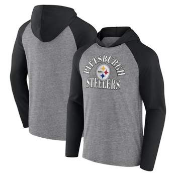NFL Pittsburgh Steelers Men's Gray Full Back Run Long Sleeve Lightweight Hooded Sweatshirt