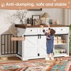 PexFix 55.1" Indoor Dog Kennel with 3 Storage Drawers Farmhouse Dog Crate with Side Door and Sliding Barn Door White - 4 of 4