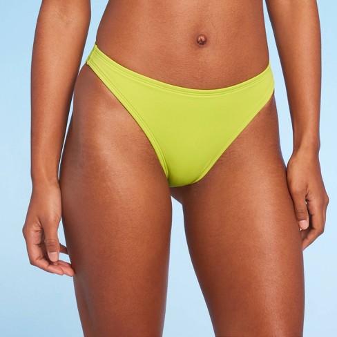 Shade & Shore Women's High Leg High Waist Extra Cheeky Bikini Bottom  (Green, M)