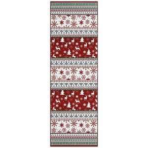 Christmas Washable Vintage Boho Medallion Area Rugs,Large Rug Non-Slip Low Pile Indoor Holiday Decor Soft Mat for Bedroom Living Room Dining Room - 1 of 4