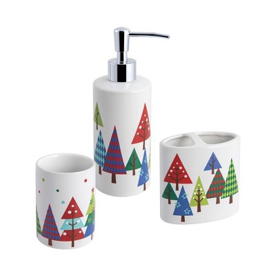 3pc Christmas Tree Bathroom Accessories Set Allure Home Creations