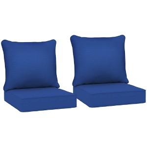 Outsunny Patio Chair Cushions with Seat Cushion & Backrest, Fade Resistant 24" x 24" Seat Replacement Cushion Set - 1 of 4