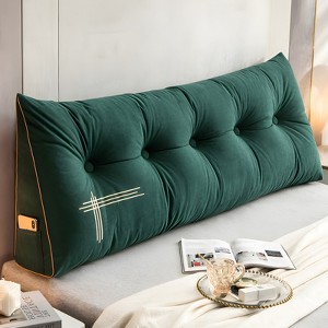 Bekrvio Velvet Wedge Headboard Pillow, Bed Rest Reading Backrest Cushion with Removable Cover & Side Pockets for Daybed & Couch - 1 of 4