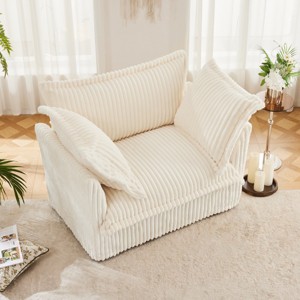 SKRAN 49" Oversized Armchair,Upholstered Comfy Corduroy Couch Chair with 2 Large Soft Pillows,for Living Room Bedroom Apartment (Cream, 1 Seat) - 1 of 4