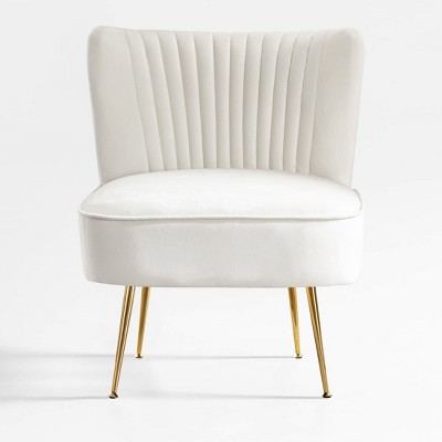 WestinTrends Phoebe Upholstered Tufted Velvet Accent Chair With Metal Leg