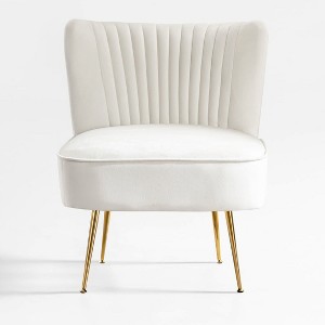 WestinTrends Phoebe Upholstered Tufted Velvet Accent Chair With Metal Leg - 1 of 4