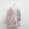 Women's Floral Belted Long Sleeve Mini Dress – Elegant Button Front Ruffle Hem by Cherie Code - 4 of 4