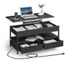VASAGLE Lift Top Coffee Table with Storage Drawers and Charging Station, Hidden Compartments and Open Shelf - 2 of 4