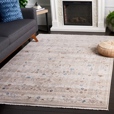 Ivory and Light Grey Hand-Knotted Synthetic 6' x 9' Rug